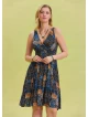 V Neck Robe Blue Ethnic Dress 4513